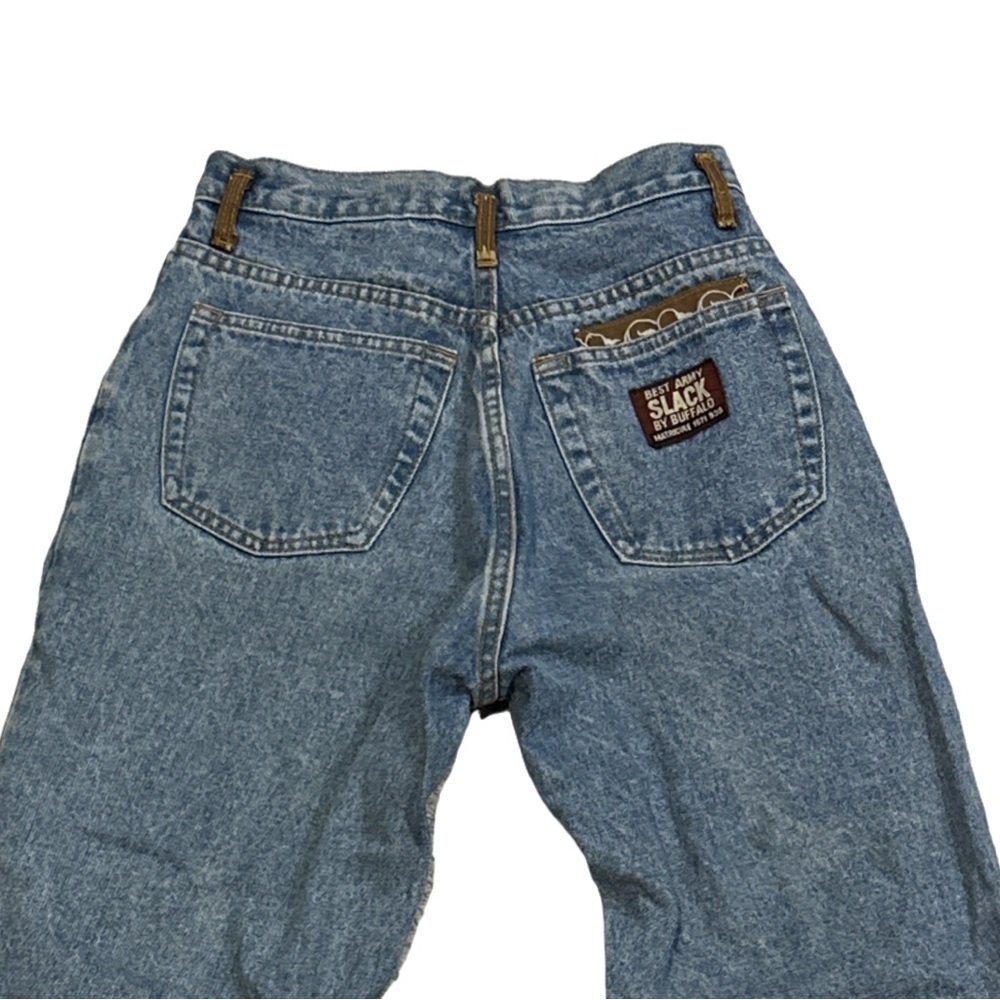 BUFFALO women's best army slack embroidered lightwash straight leg jeans, 29".